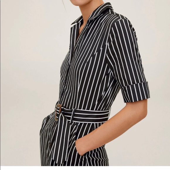 Mango Outlet Navy And White Midi Shirt Dress. - Picture 8 of 8